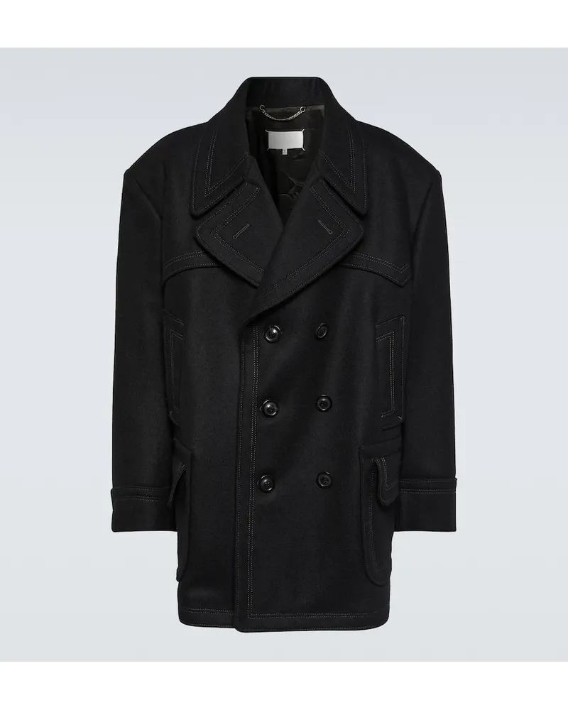 Maison Margiela Caban in misto lana Nero