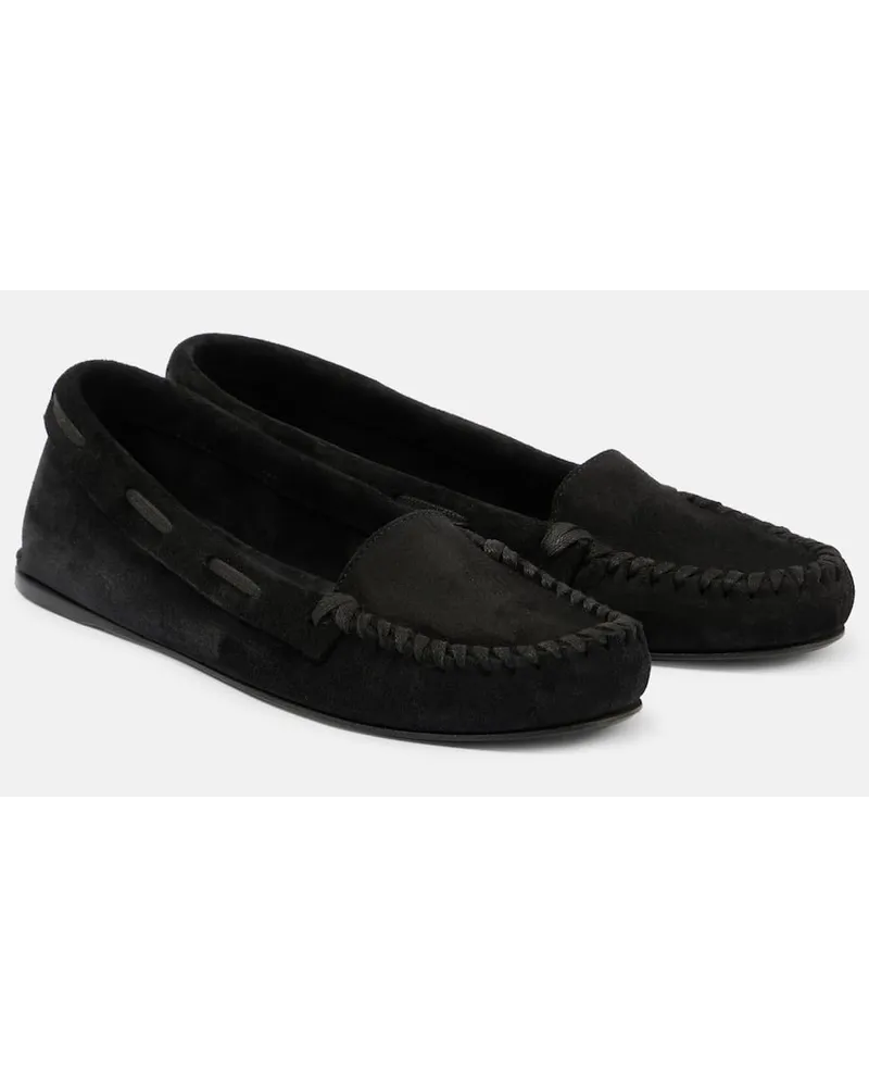 The Row Mocassini Mabel in suede Nero