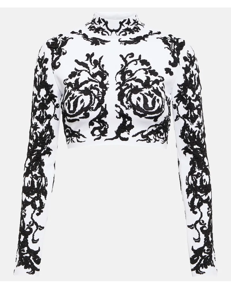 Alaïa AlaÃ¯a Top cropped Calligraphy in jacquard Multicolore