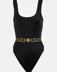 Versace Costume intero con stampa Greca Nero