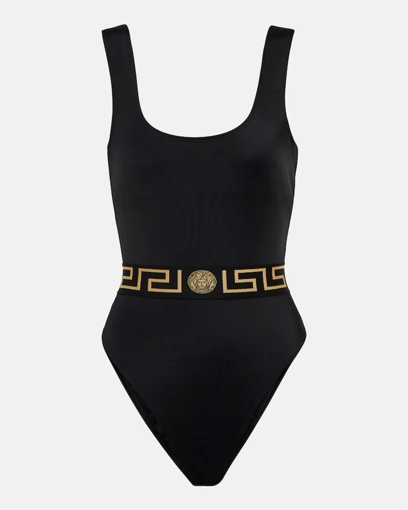 Versace Costume intero con stampa Greca Nero
