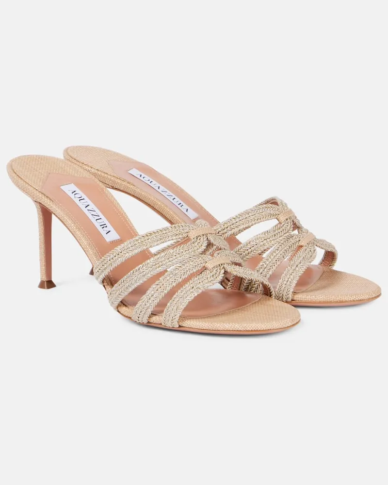 Aquazzura Mules Playita 75 effetto rafia Oro