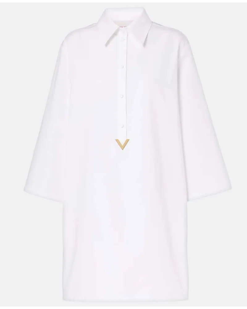 Valentino Garavani Abito corto in cotone e lino Bianco