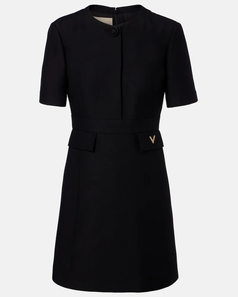 Valentino Garavani Abito corto VLogo in Crepe Couture Nero