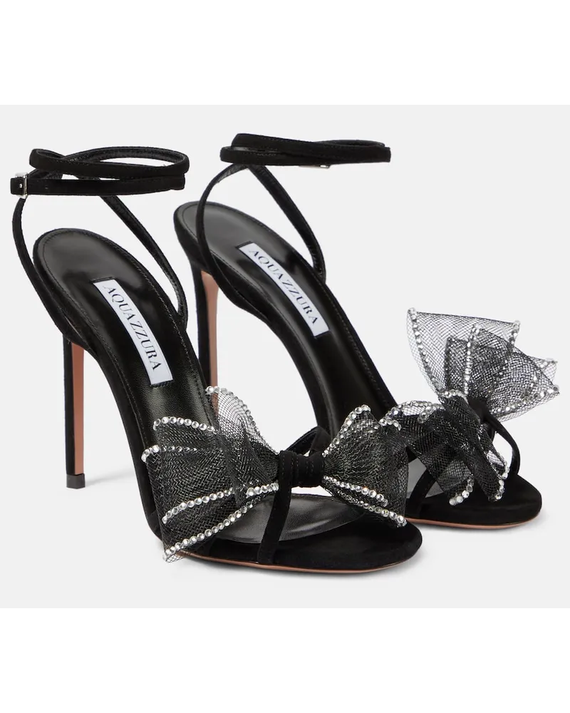 Aquazzura Sandali Reve in suede con fiocchi Nero