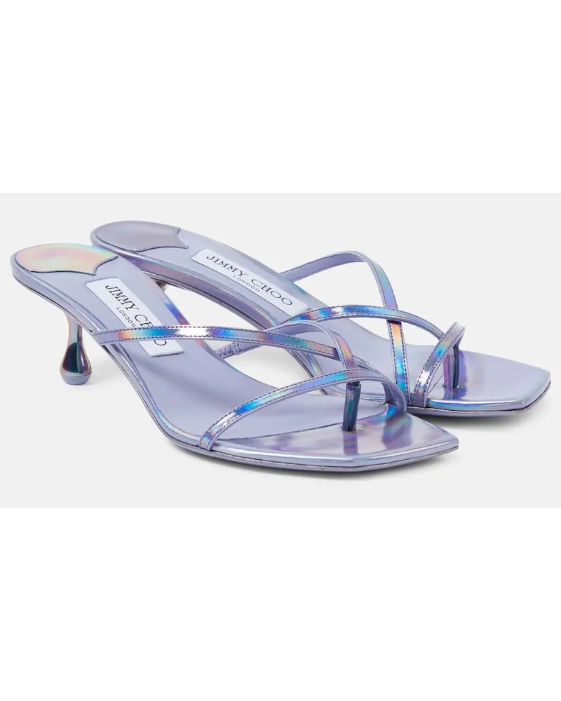 Jimmy Choo Sandali Etana 50 in pelle metallizzata Viola