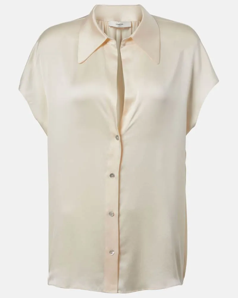Vince Blusa in raso di seta Bianco