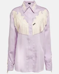 Tom Ford Camicia Western con rifiniture in pelle Viola