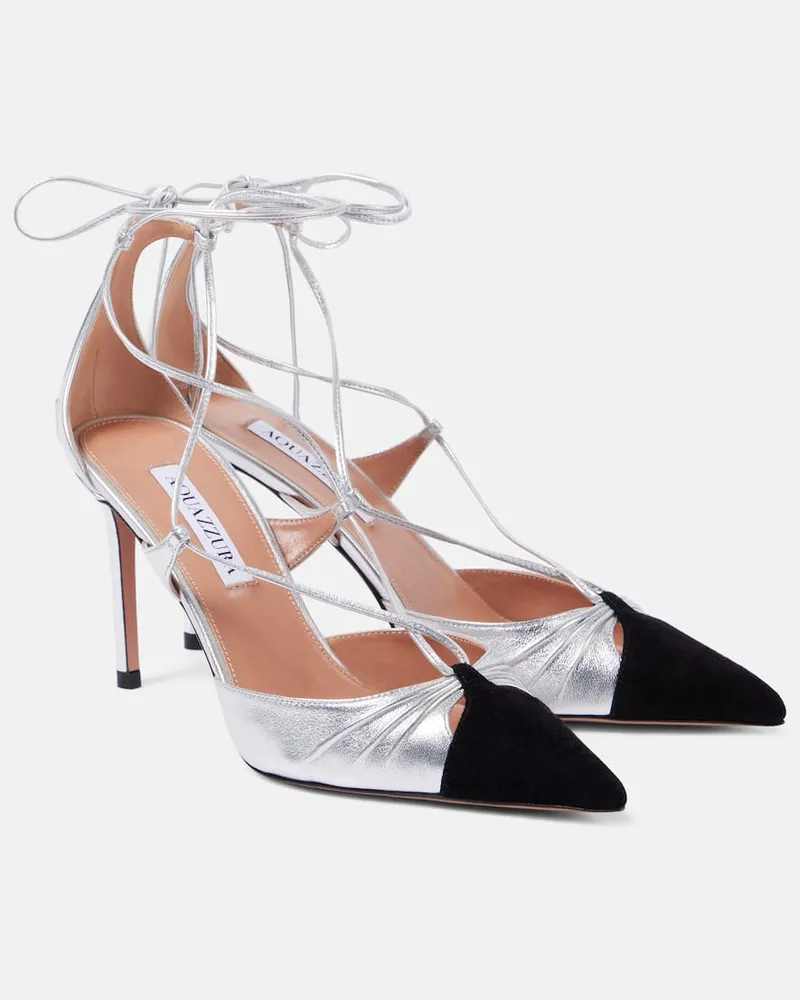 Aquazzura Pumps Gabi 85 in pelle e suede Argento