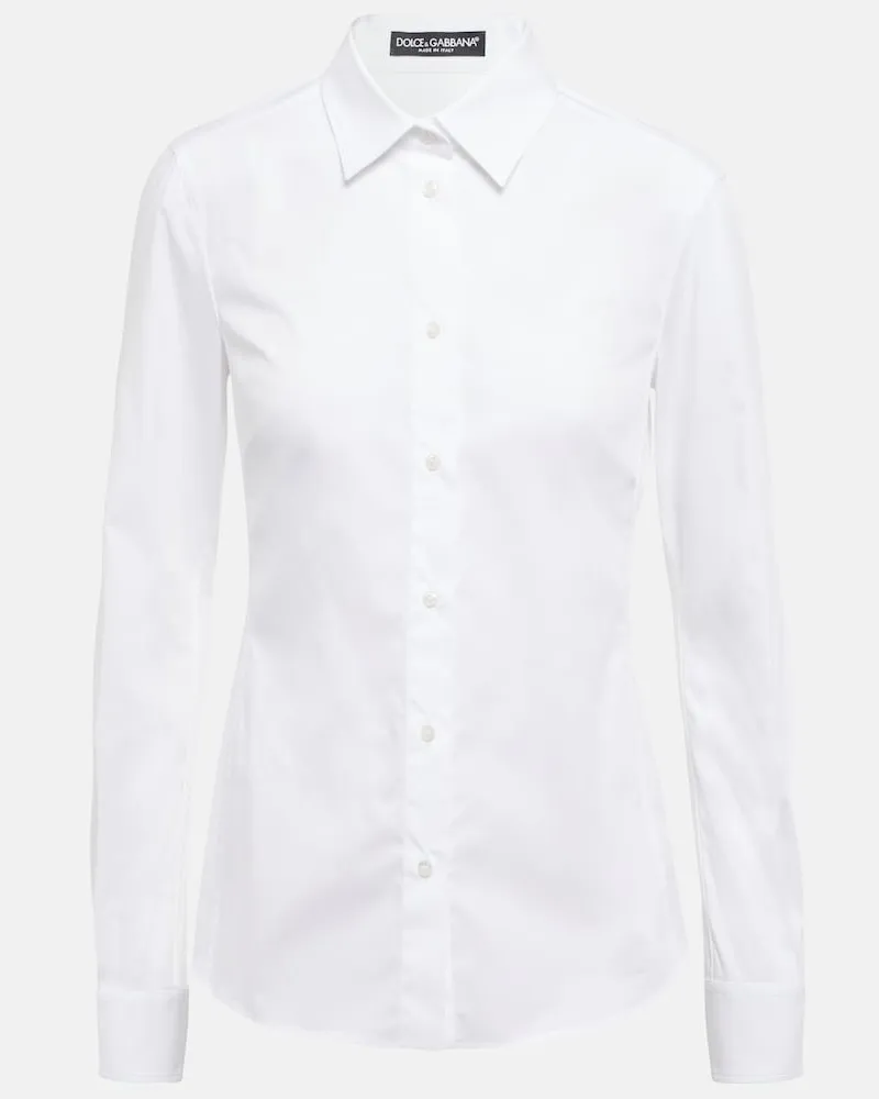 Dolce & Gabbana Camicia in popeline di cotone Bianco