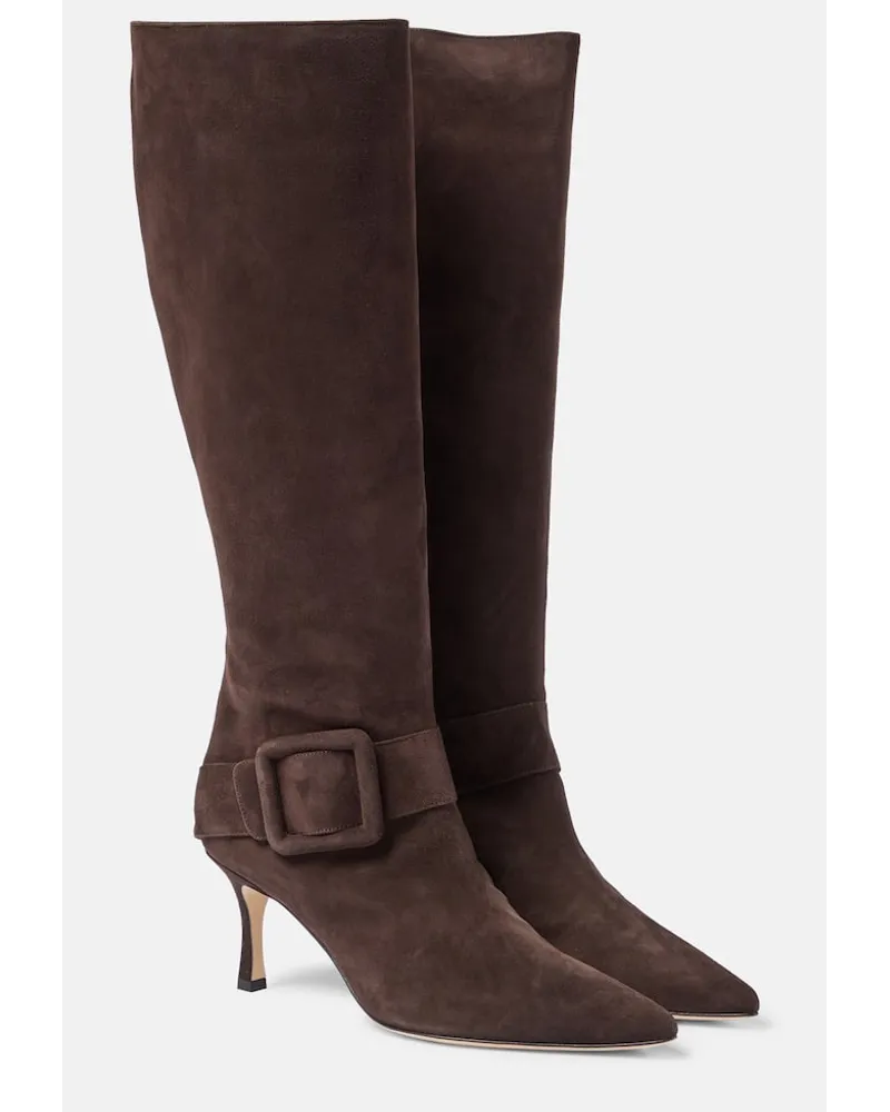 Manolo Blahnik Stivali Bayhi Gala in suede Marrone