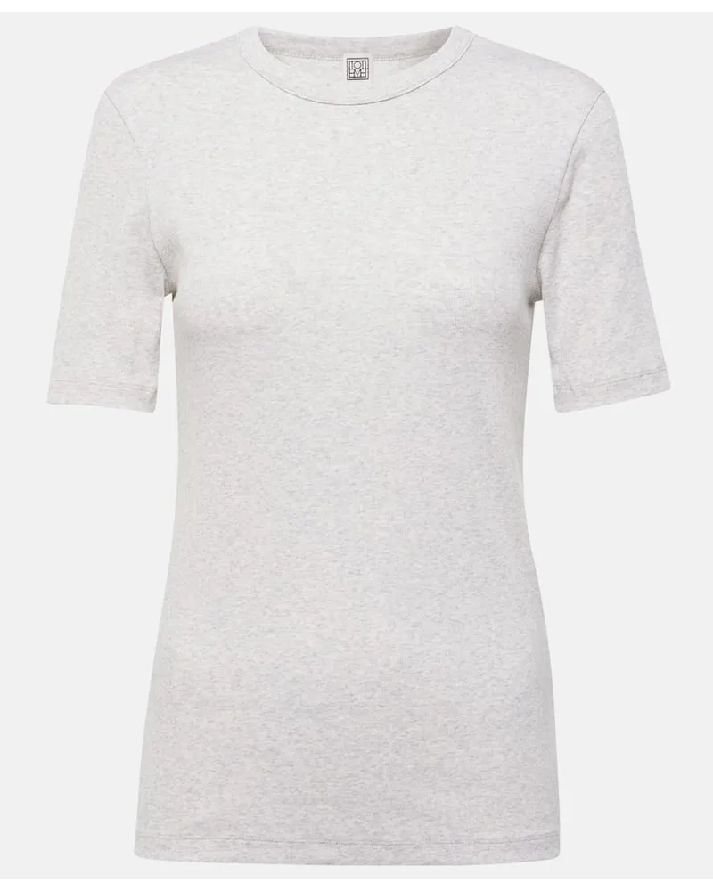 Totême T-shirt in jersey di misto cotone Grigio
