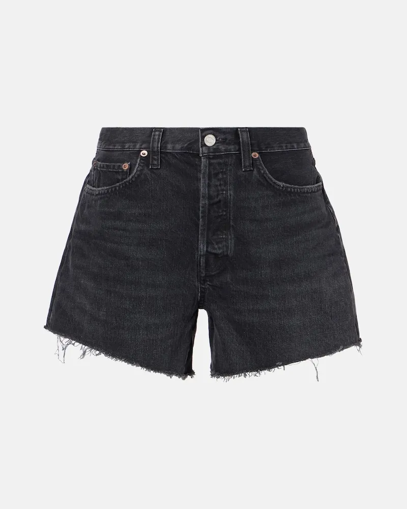 AGOLDE Shorts di jeans Parker Long a vita alta Nero