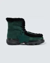 Burberry Stivaletti in suede con shearling Verde