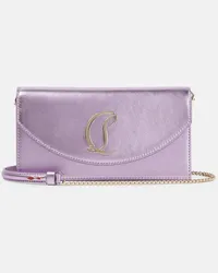 Christian Louboutin Clutch Loubi54 Small in pelle con logo Viola