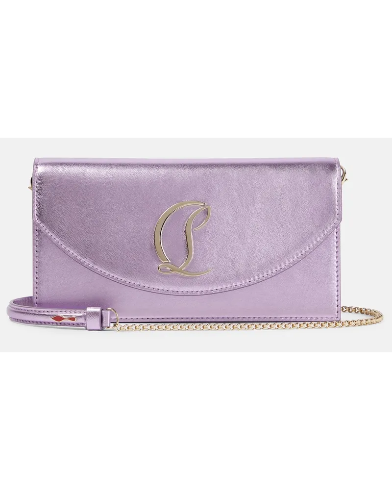Christian Louboutin Clutch Loubi54 Small in pelle con logo Viola
