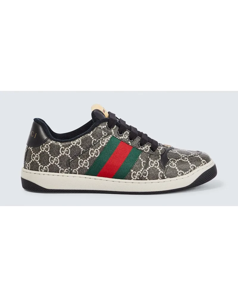 Gucci Sneakers Screener in canvas GG con pelle Nero