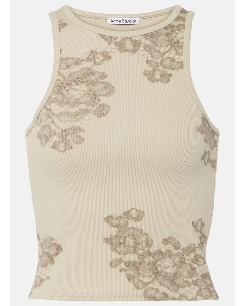 Acne Studios Tank top in misto cotone con stampa Verde
