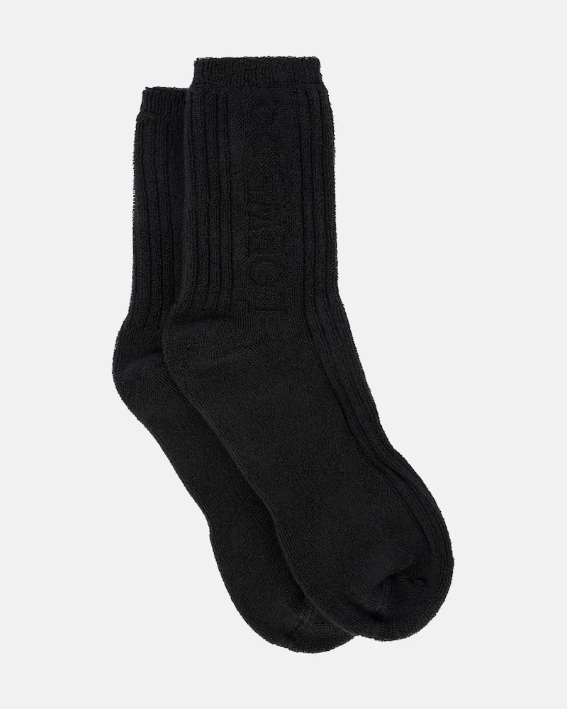 Loewe x On - Calze in spugna di cotone con logo Nero