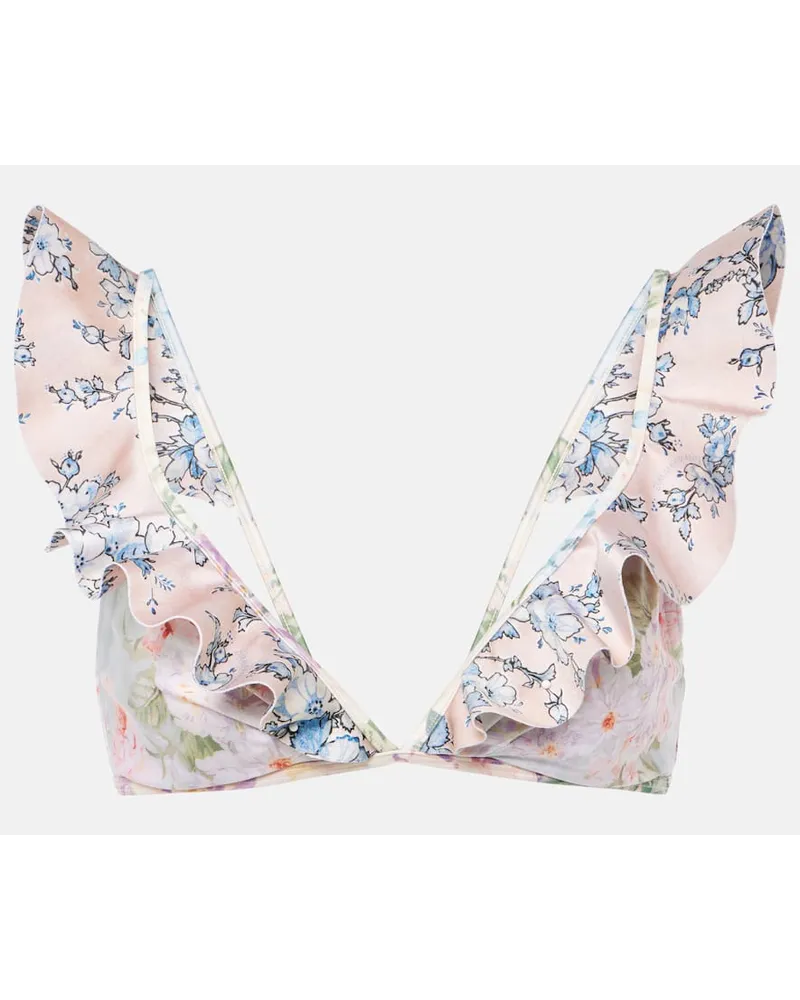 Zimmermann Top bikini Halliday con volant e stampa Multicolore