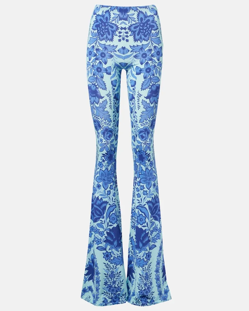 Etro Leggings flared in jersey con stampa Blu