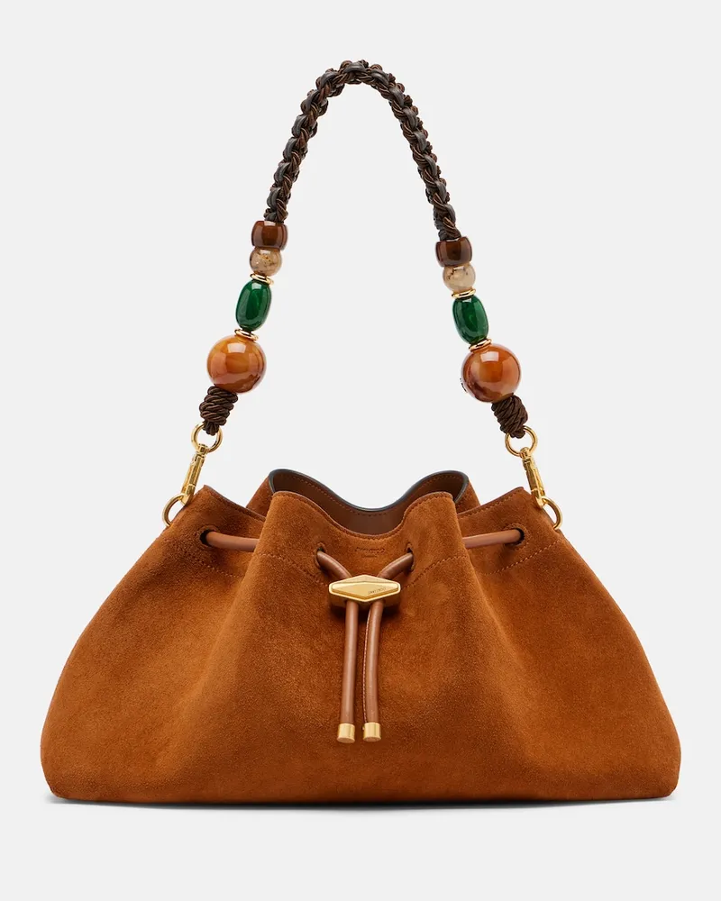 Jimmy Choo Borsa a secchiello Bon Bon Medium in suede Marrone