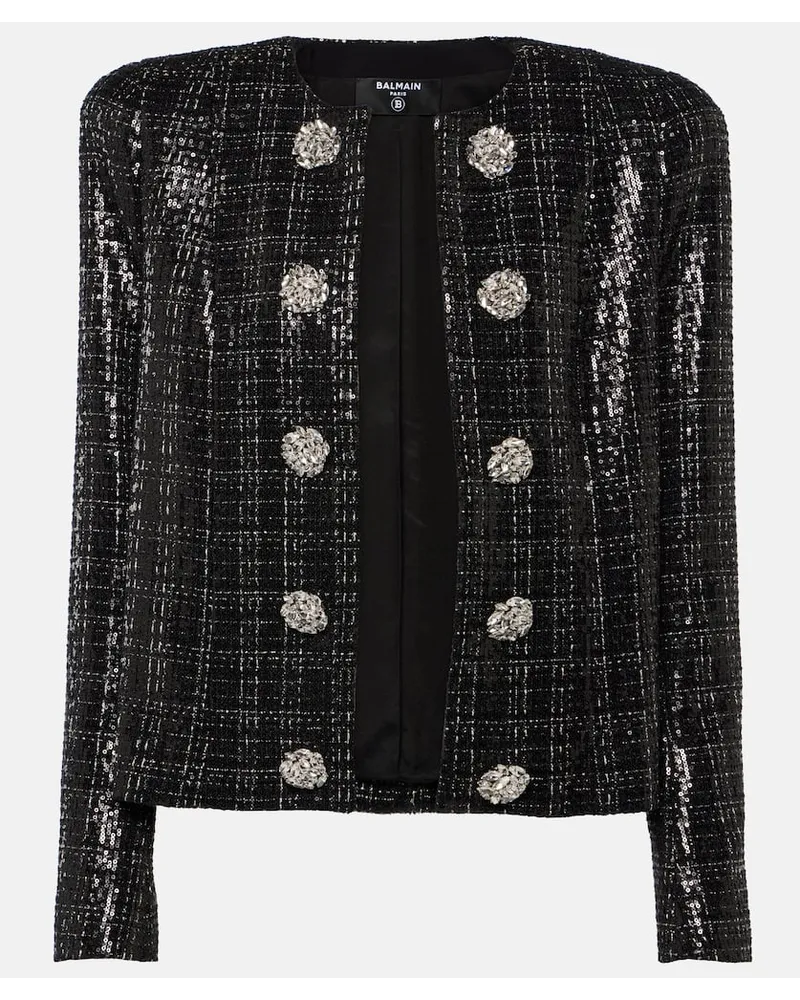 Balmain Giacca in tweed con paillettes Nero