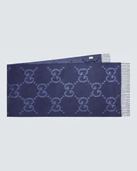 Gucci Sciarpa in jacquard di cashmere GG Blu