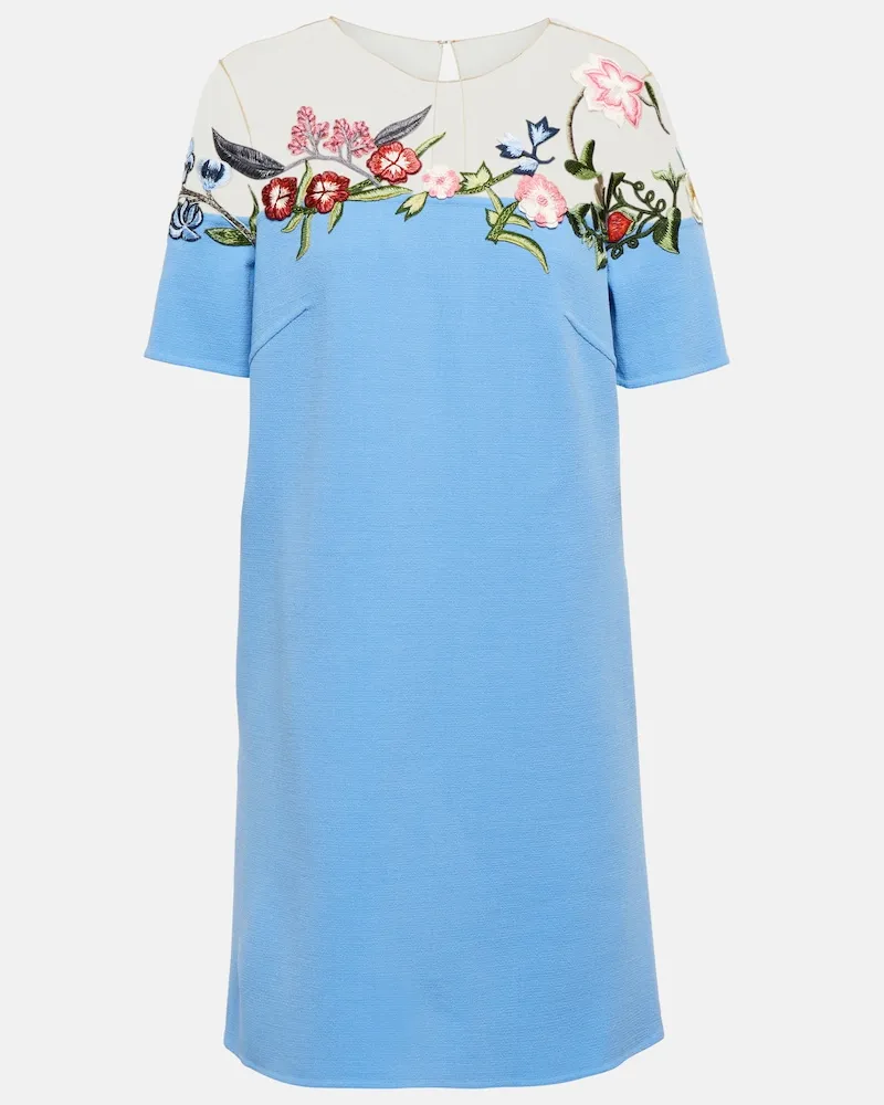 Oscar de la Renta Miniabito in misto lana con ricami Multicolore