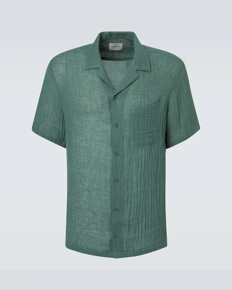 Le Kasha 1918 Camicia bowling Botad in lino Verde