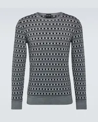 Giorgio Armani Pullover in jacquard di misto lana Grigio