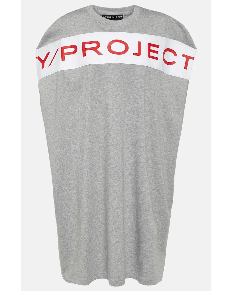 Y/PROJECT Miniabito in jersey di cotone con logo Grigio