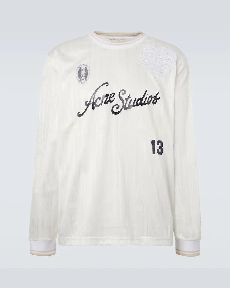 Acne Studios T-shirt a righe con logo Bianco