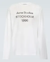 Acne Studios Top in jersey con stampa Bianco