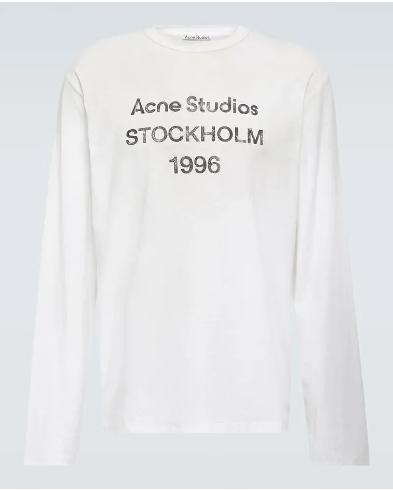 Acne Studios Top in jersey con stampa Bianco