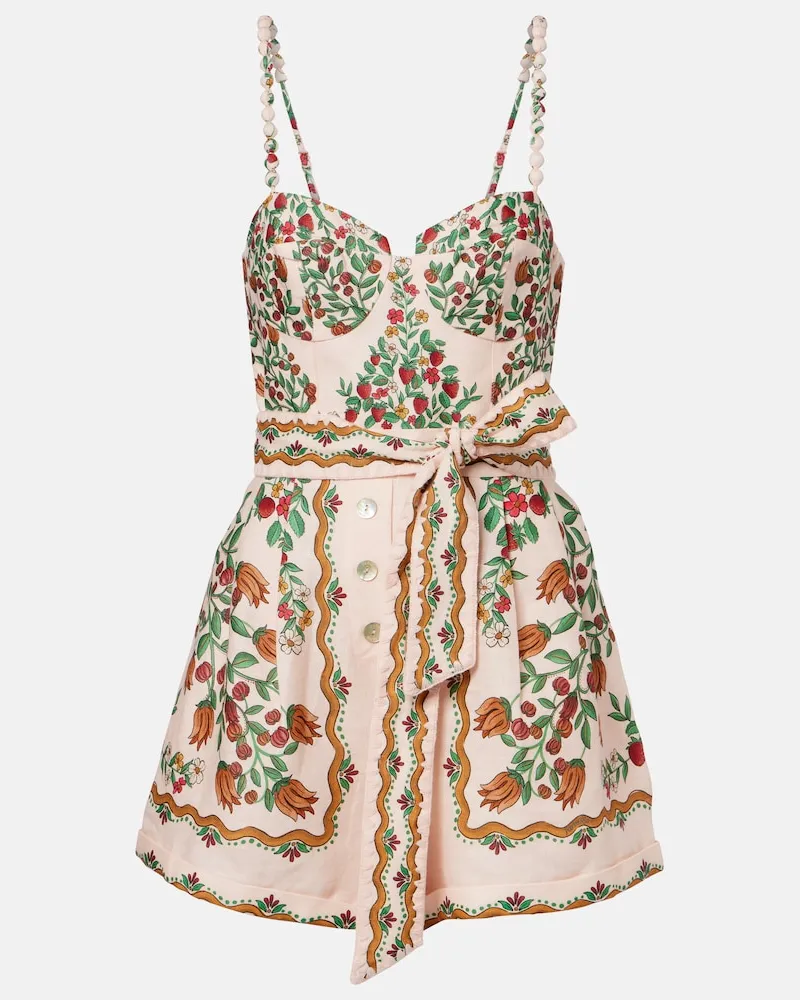 FARM Rio Jumpsuit corta Fruit Beauty Scarf in lino con stampa Rosa