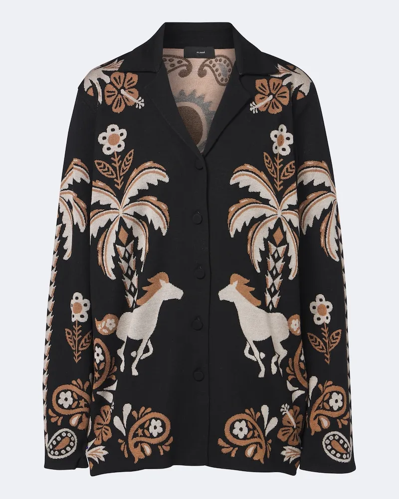 Alanui Blazer Island Roots in misto lana e seta Nero
