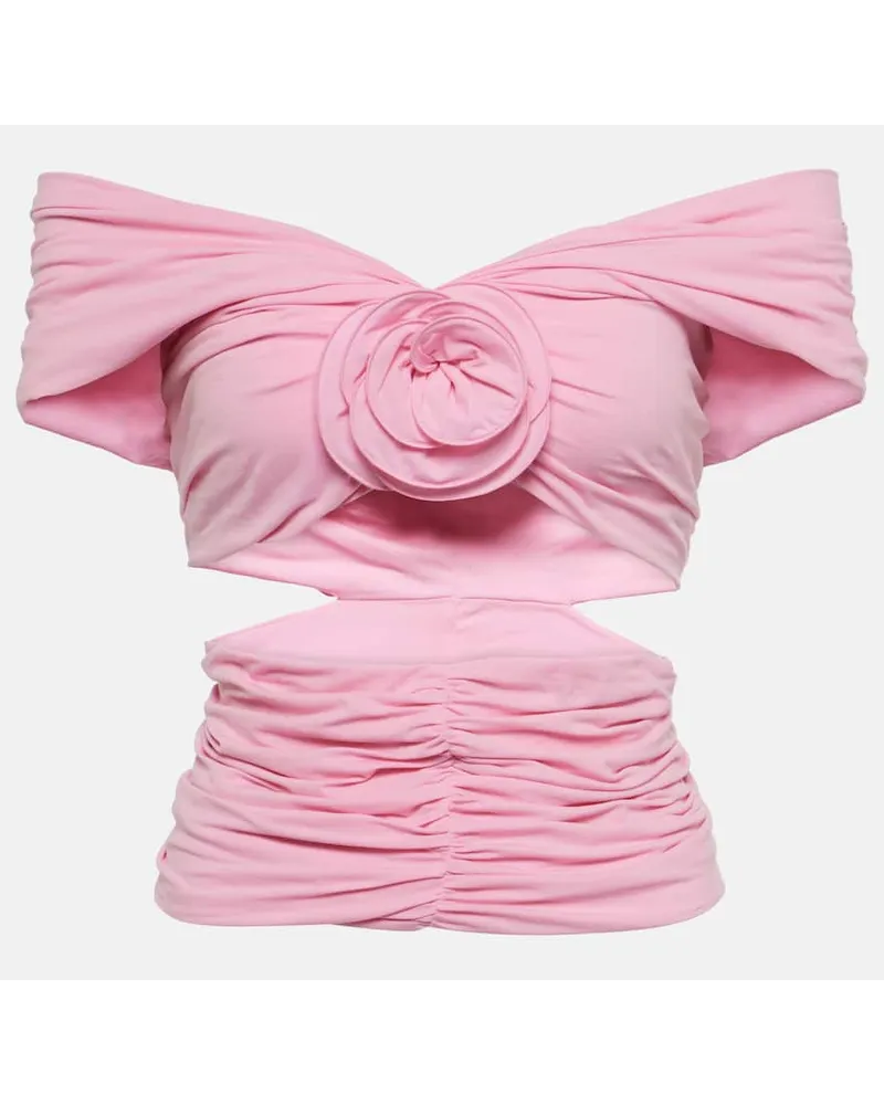 Magda Butrym Top con applicazione floreale Rosa