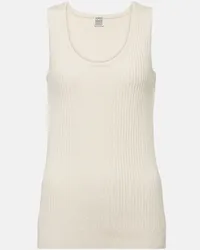 Totême Tank top in bouclé di misto cotone a coste Bianco