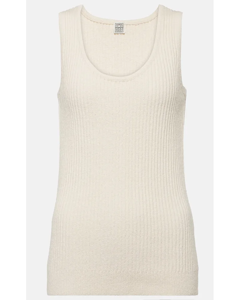 Totême Tank top in bouclÃ© di misto cotone a coste Bianco