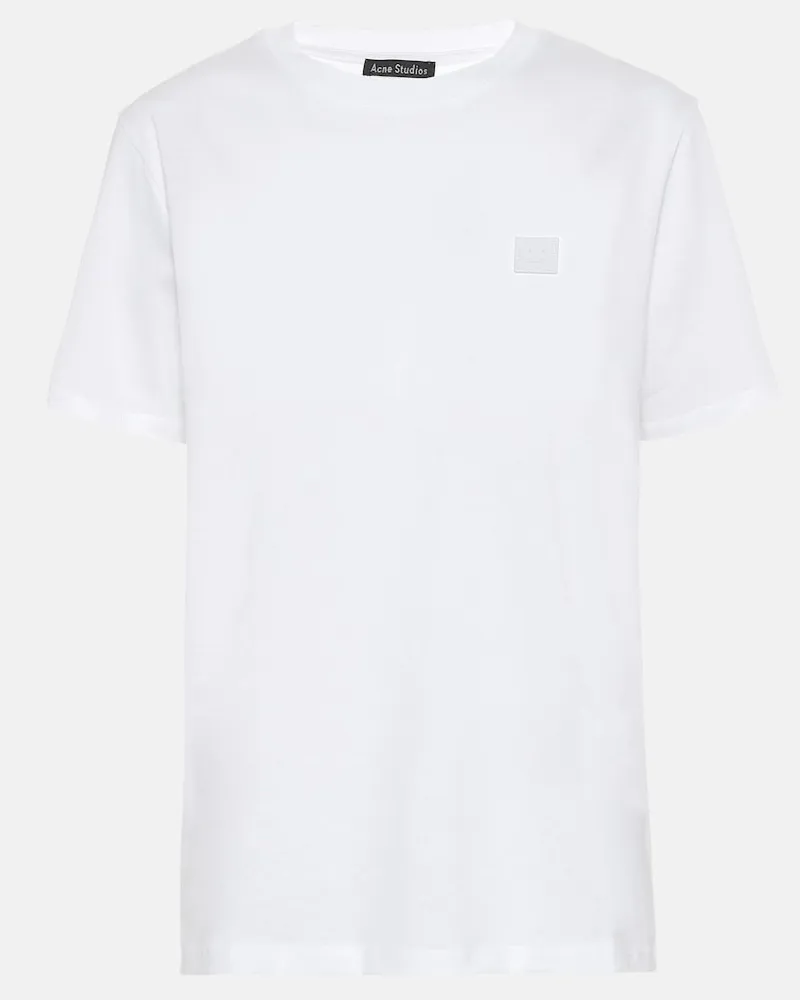 Acne Studios T-shirt Face in jersey di cotone Bianco