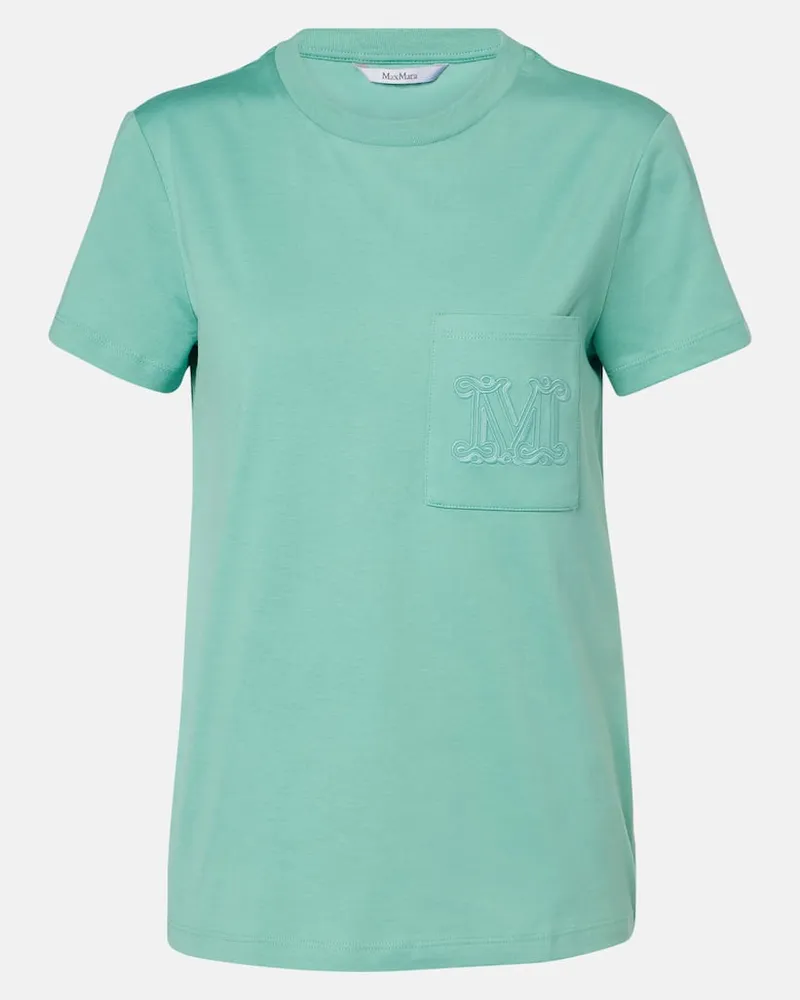 Max Mara T-shirt Papaia in jersey di cotone con ricamo Verde