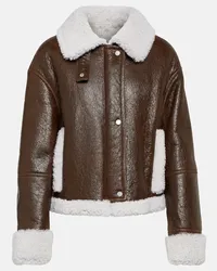 Yves Salomon Giacca in pelle con shearling Marrone