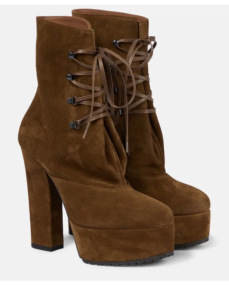 Alaïa Alaïa Stivaletti Trekk in suede Marrone