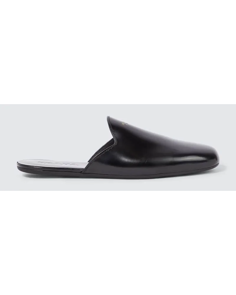 Prada Mules in pelle spazzolata Nero