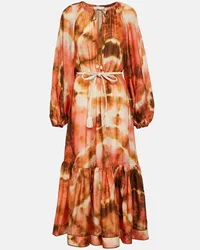 Zimmermann Abito midi Vacay in seta tie-dye Multicolore