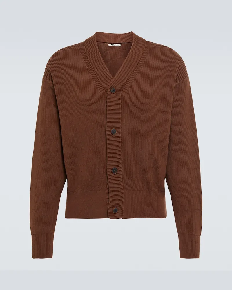AURALEE Cardigan in cotone Marrone
