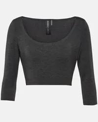 Norma Kamali Top cropped in jersey Grigio