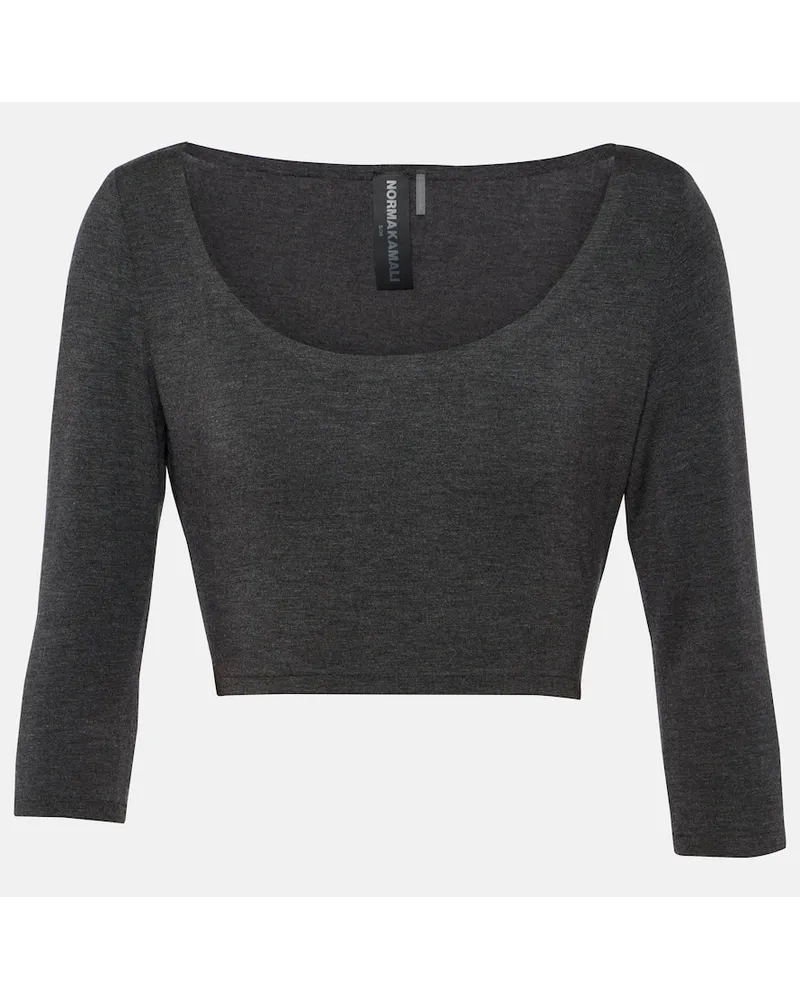 Norma Kamali Top cropped in jersey Grigio