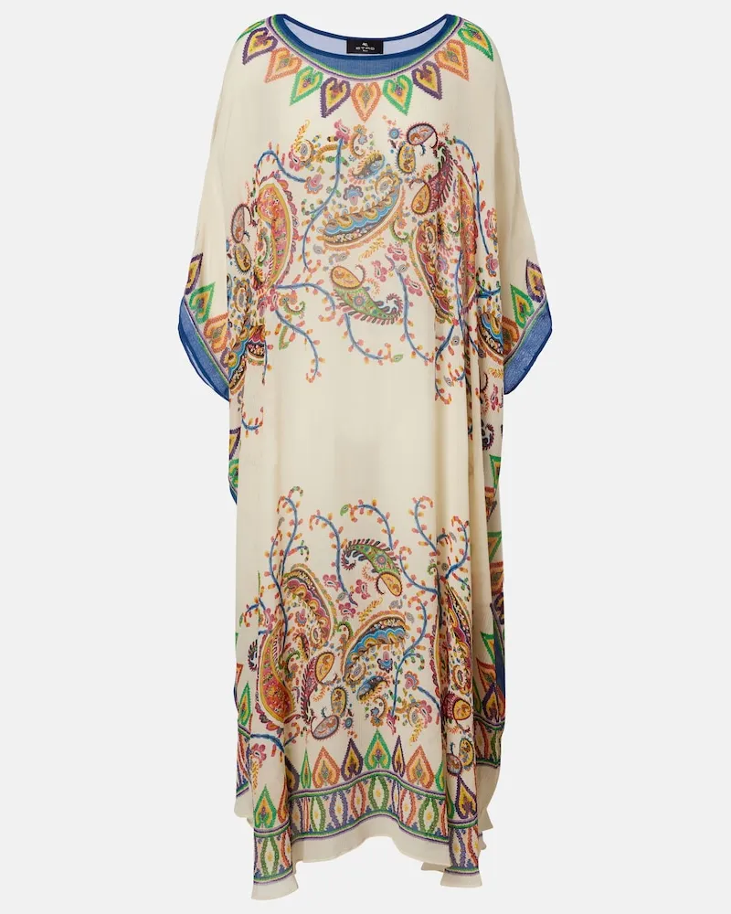 Etro Caftano con stampa paisley Bianco